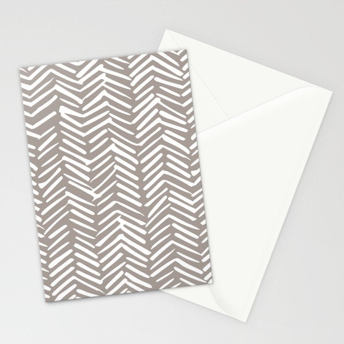Abstract Herringbone Pattern, Rustic, Light Brown Stationery Card Gallery Image 2