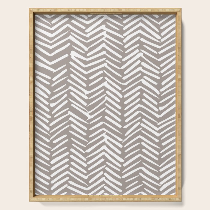 Abstract Herringbone Pattern, Rustic, Light Brown Serving Tray Gallery Image 1
