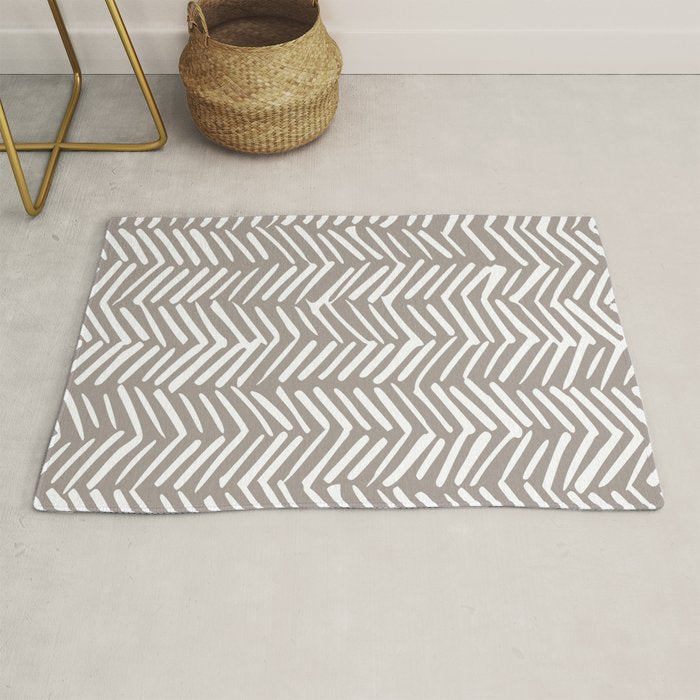 Abstract Herringbone Pattern, Rustic, Light Brown Rug Gallery Image 1