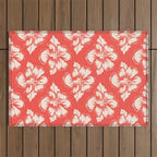 Red tropical summer flower art pattern Outdoor Rug Gallery Image 1