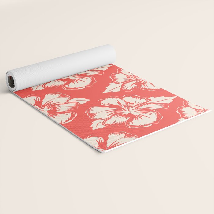 Red tropical summer flower art pattern Yoga Mat Gallery Image 2