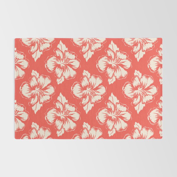 Red tropical summer flower art pattern Rug Gallery Image 2