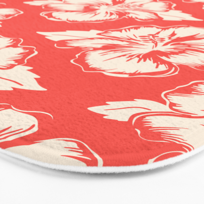 Red tropical summer flower art pattern Bath Mat Gallery Image 3