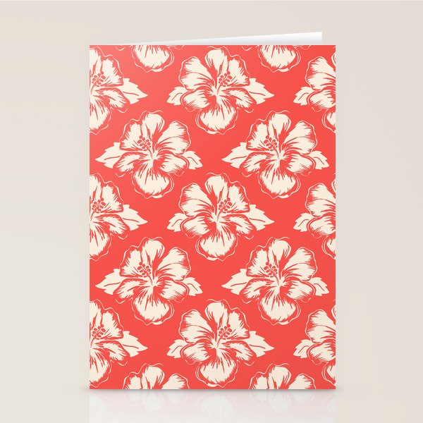 Red tropical summer flower art pattern Stationery Card Gallery Image 2