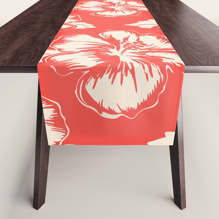 Red tropical summer flower art pattern Table Runner Gallery Image 1