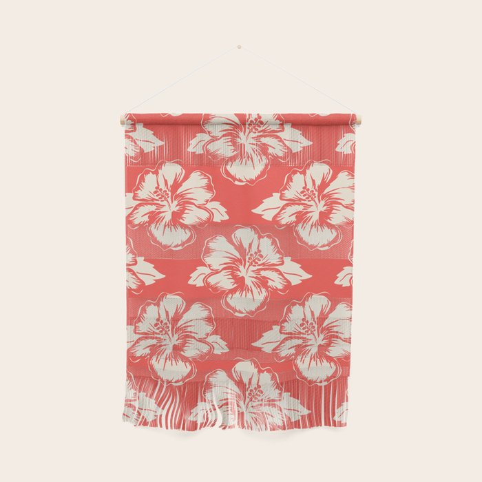 Red tropical summer flower art pattern Wall Hanging Gallery Image 1
