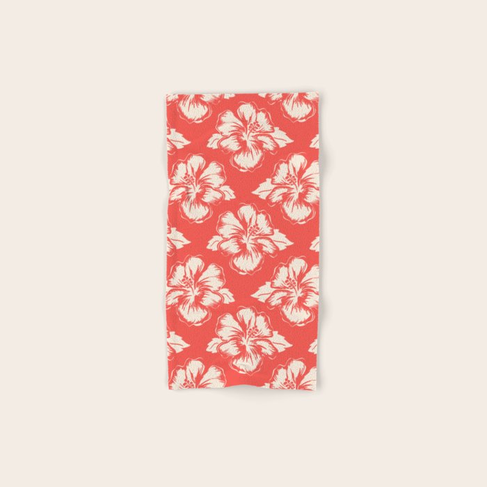Red tropical summer flower art pattern Bath Towel Gallery Image 1