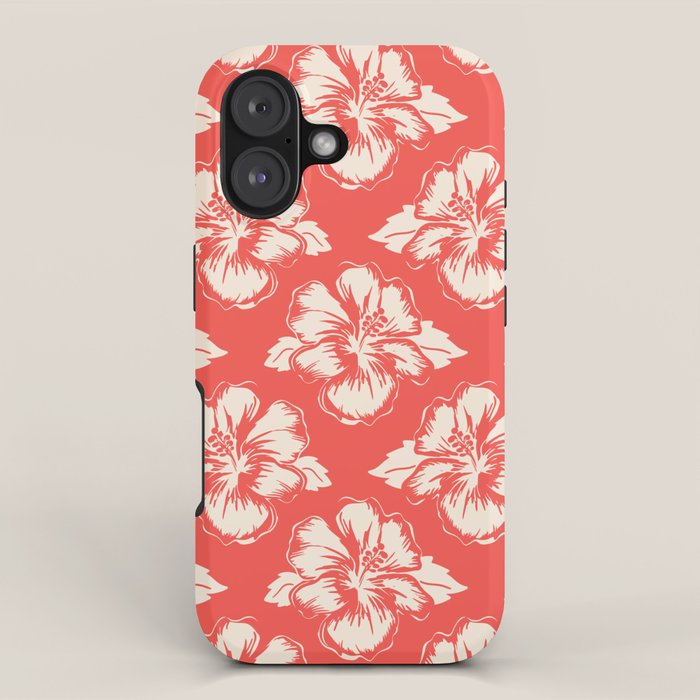 Red tropical summer flower art pattern iPhone Case Gallery Image 1