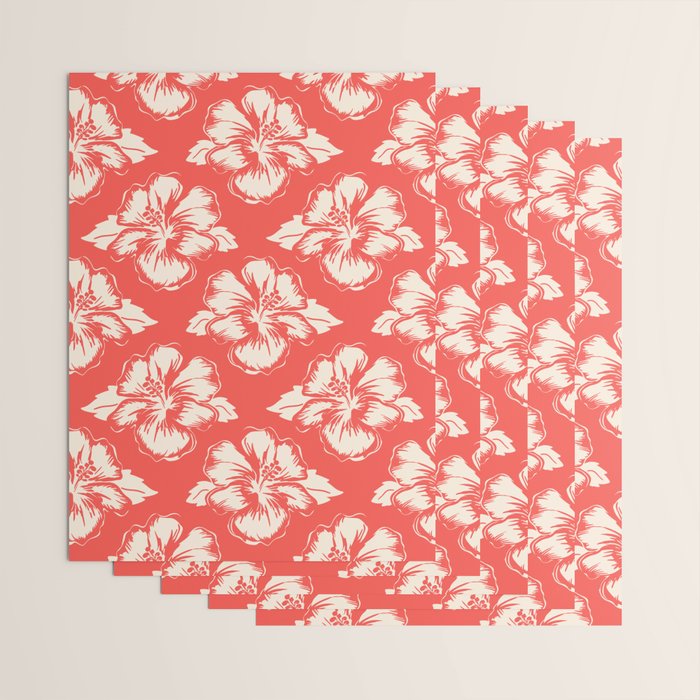 Red tropical summer flower art pattern Wrapping Paper Gallery Image 3
