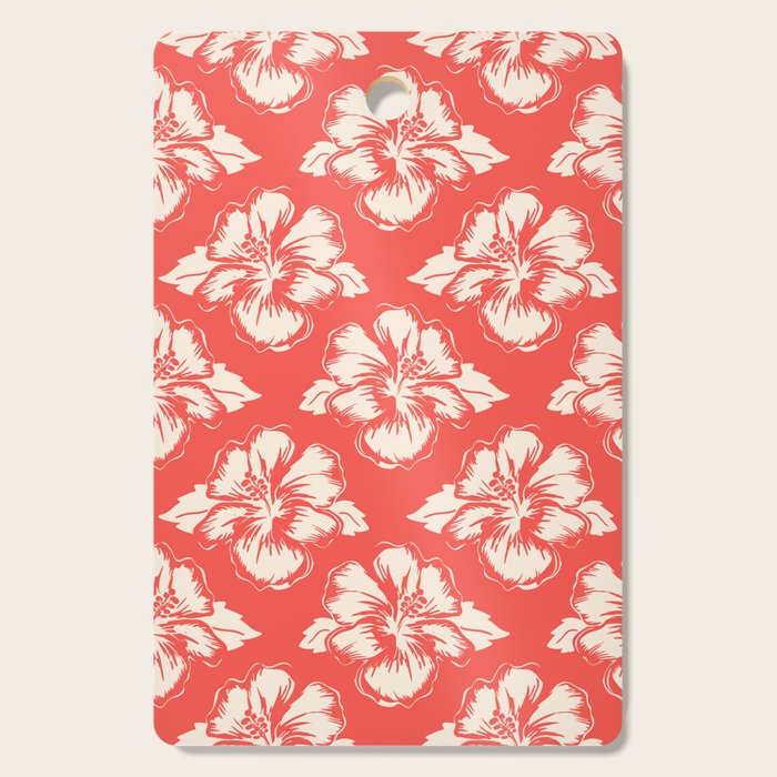 Red tropical summer flower art pattern Cutting Board Gallery Image 1
