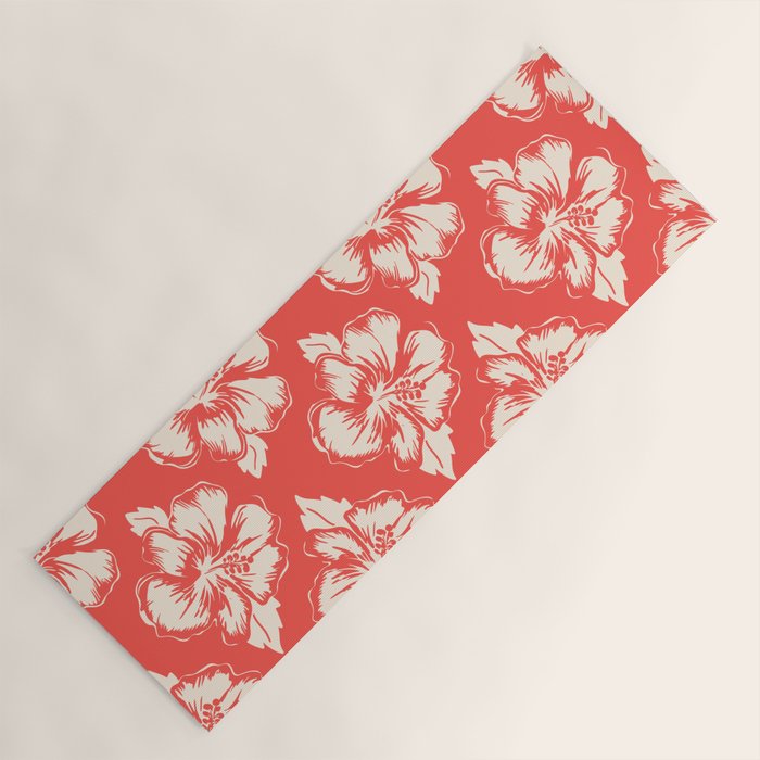 Red tropical summer flower art pattern Yoga Mat Gallery Image 1