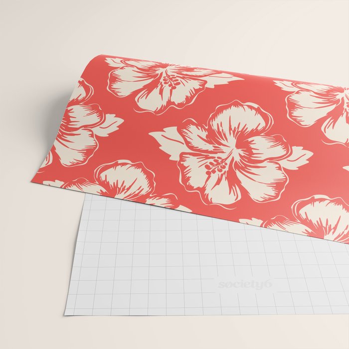 Red tropical summer flower art pattern Wrapping Paper Gallery Image 2
