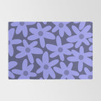Daisy Time Retro Floral Pattern in Periwinkle Purple Rug Gallery Image 2