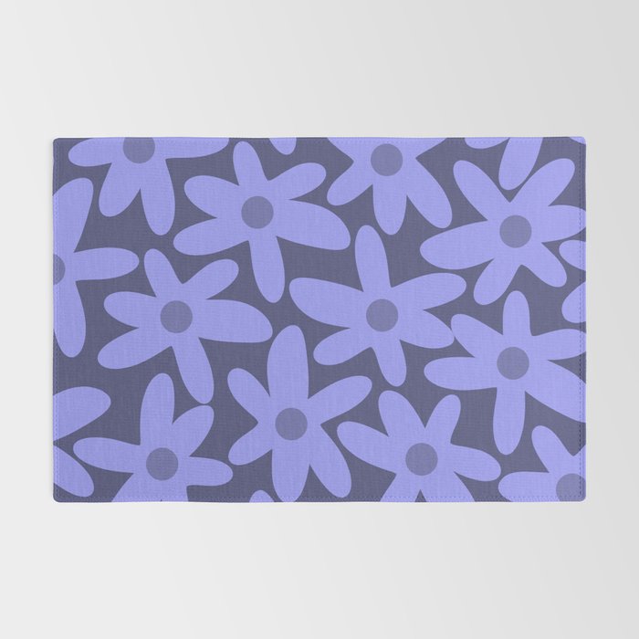 Daisy Time Retro Floral Pattern in Periwinkle Purple Rug Gallery Image 2