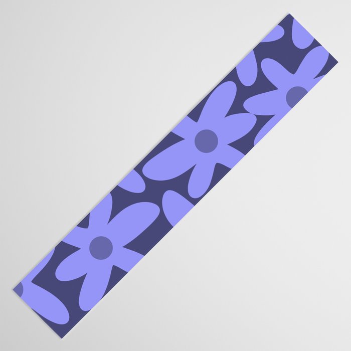 Daisy Time Retro Floral Pattern in Periwinkle Purple Table Runner Gallery Image 3