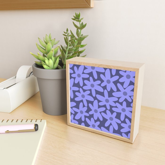 Daisy Time Retro Floral Pattern in Periwinkle Purple Mini Art Print Gallery Image 2