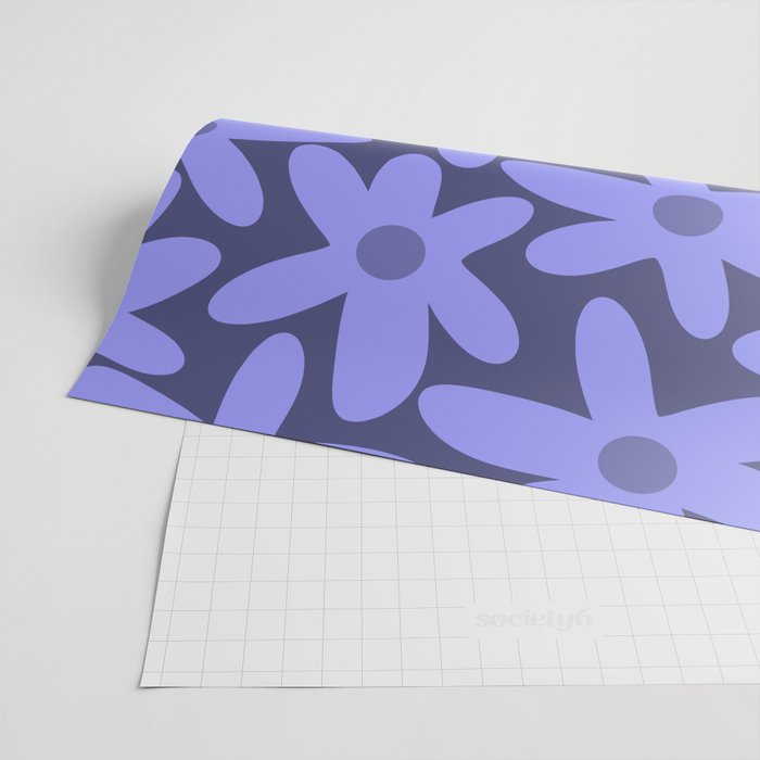 Daisy Time Retro Floral Pattern in Periwinkle Purple Wrapping Paper Gallery Image 2