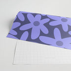 Daisy Time Retro Floral Pattern in Periwinkle Purple Wrapping Paper Gallery Image 2