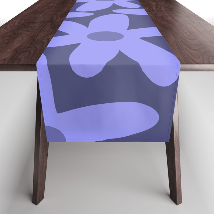 Daisy Time Retro Floral Pattern in Periwinkle Purple Table Runner Gallery Image 1