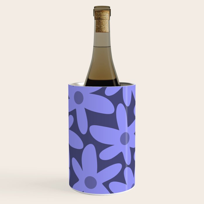 Daisy Time Retro Floral Pattern in Periwinkle Purple Wine Chiller Gallery Image 1