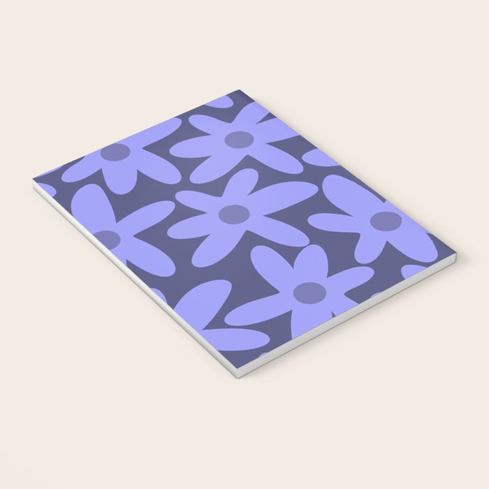 Daisy Time Retro Floral Pattern in Periwinkle Purple Notebook Gallery Image 3