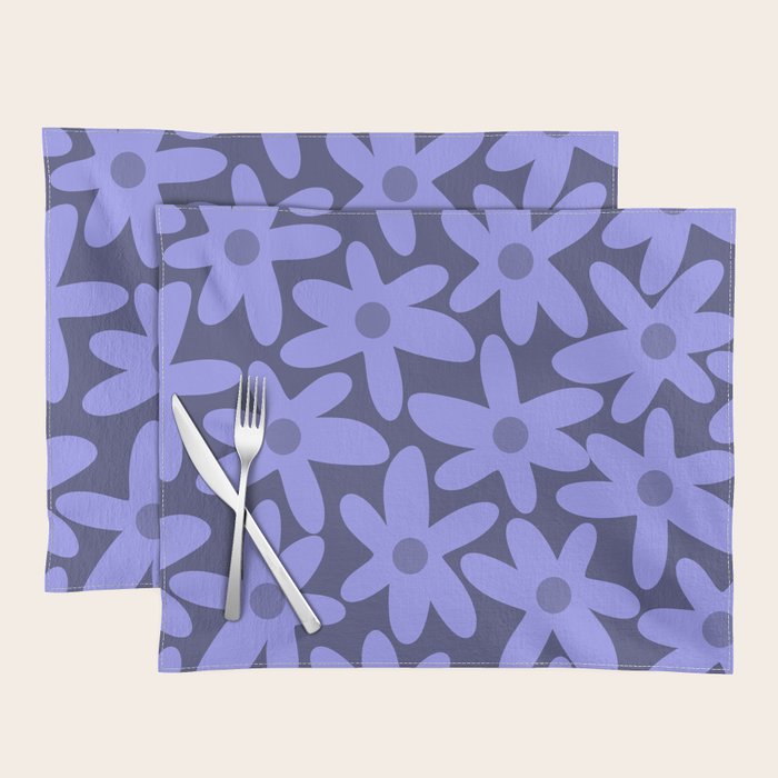 Daisy Time Retro Floral Pattern in Periwinkle Purple Placemat Gallery Image 1