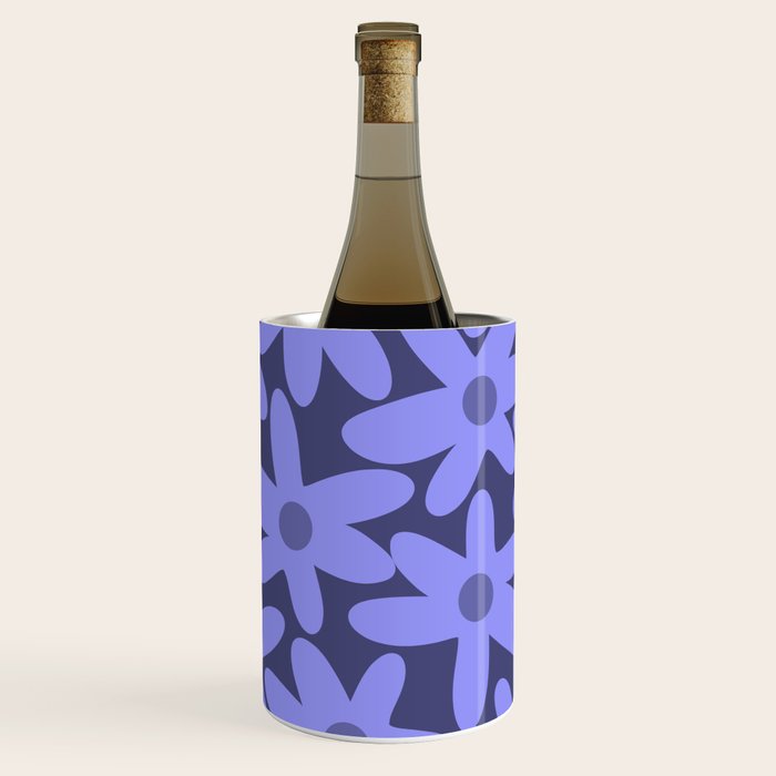 Daisy Time Retro Floral Pattern in Periwinkle Purple Wine Chiller Gallery Image 3