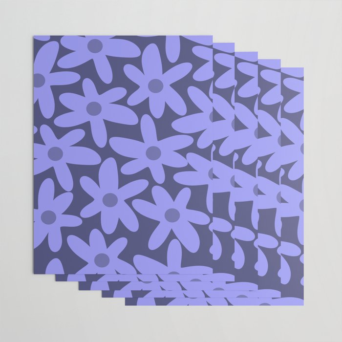Daisy Time Retro Floral Pattern in Periwinkle Purple Wrapping Paper Gallery Image 3