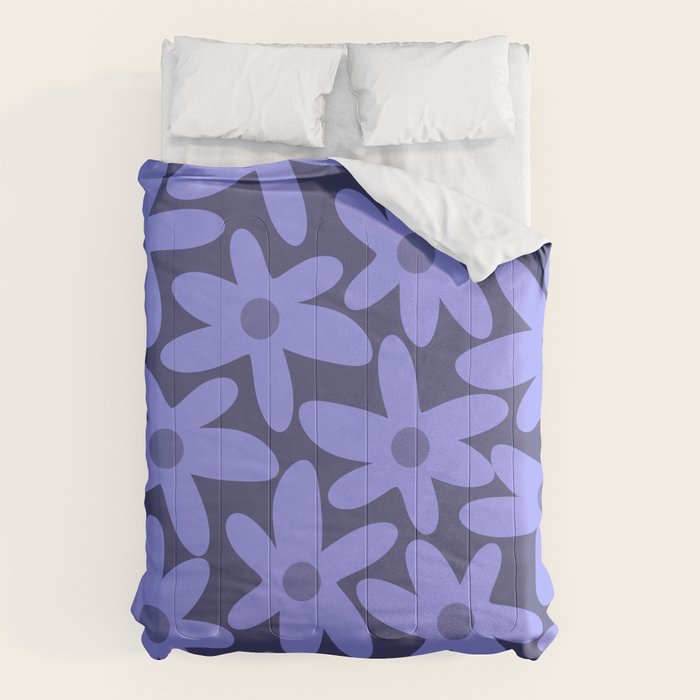 Daisy Time Retro Floral Pattern in Periwinkle Purple Comforter Gallery Image 6