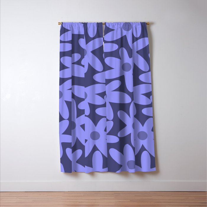 Daisy Time Retro Floral Pattern in Periwinkle Purple Window Curtain Gallery Image 3