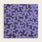 Daisy Time Retro Floral Pattern in Periwinkle Purple Wood Wall Art Gallery Image 1