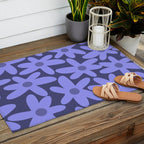 Daisy Time Retro Floral Pattern in Periwinkle Purple Outdoor Rug Gallery Image 2