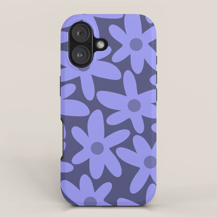 Daisy Time Retro Floral Pattern in Periwinkle Purple iPhone Case Gallery Image 1