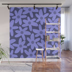 Daisy Time Retro Floral Pattern in Periwinkle Purple Wall Mural Gallery Image 1