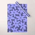 Daisy Time Retro Floral Pattern in Periwinkle Purple Wrapping Paper Gallery Image 1