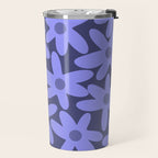 Daisy Time Retro Floral Pattern in Periwinkle Purple Travel Mug Gallery Image 2