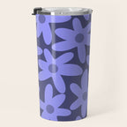 Daisy Time Retro Floral Pattern in Periwinkle Purple Travel Mug Gallery Image 3