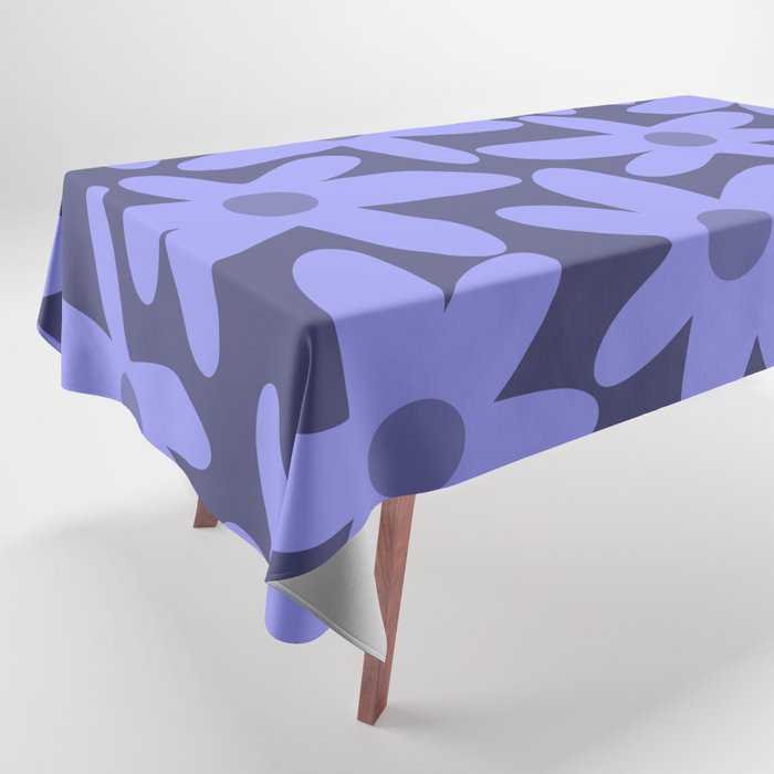 Daisy Time Retro Floral Pattern in Periwinkle Purple Tablecloth Gallery Image 1