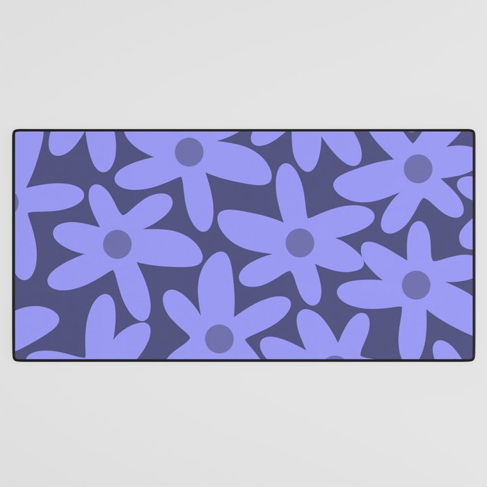 Daisy Time Retro Floral Pattern in Periwinkle Purple Desk Mat Gallery Image 3