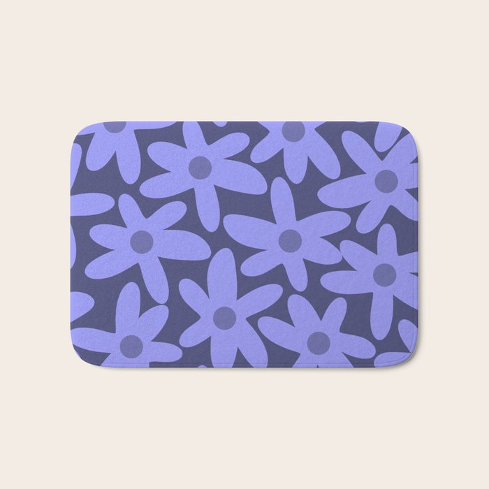 Daisy Time Retro Floral Pattern in Periwinkle Purple Bath Mat Gallery Image 1