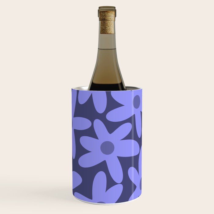 Daisy Time Retro Floral Pattern in Periwinkle Purple Wine Chiller Gallery Image 2