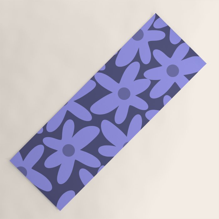 Daisy Time Retro Floral Pattern in Periwinkle Purple Yoga Mat Gallery Image 1
