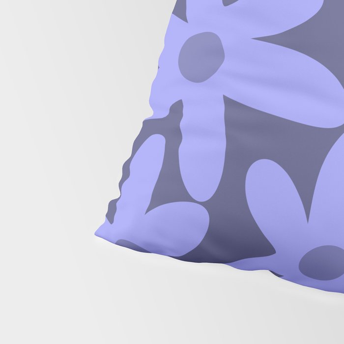 Daisy Time Retro Floral Pattern in Periwinkle Purple Pillow Sham Gallery Image 4