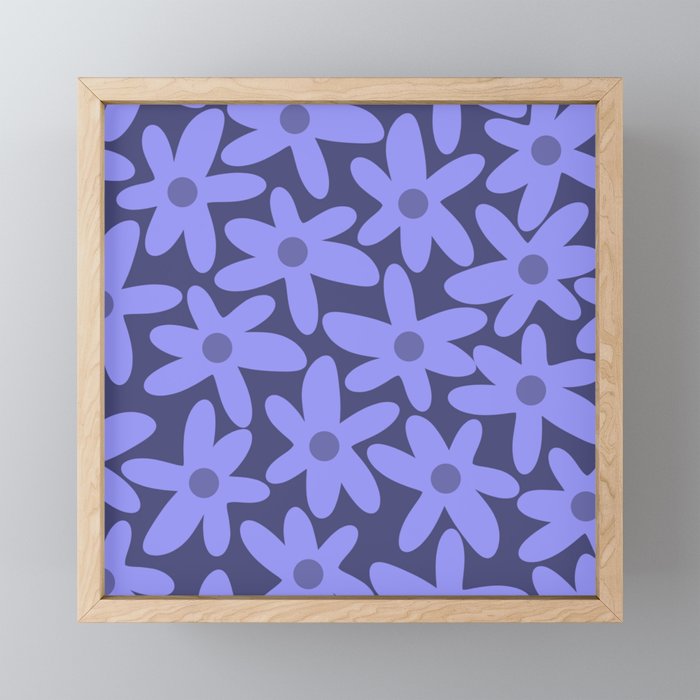 Daisy Time Retro Floral Pattern in Periwinkle Purple Mini Art Print Gallery Image 1