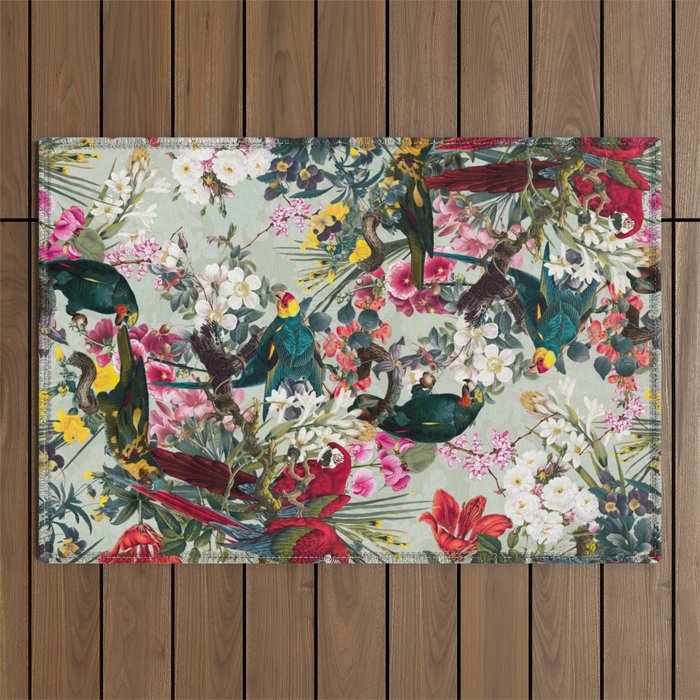 FLORAL AND BIRDS XXII Outdoor Rug Gallery Image 1