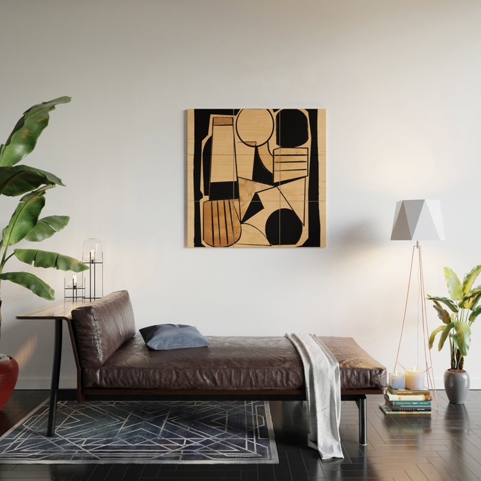 Abstract Line Shapes 9 Wood Wall Art Gallery Image 2
