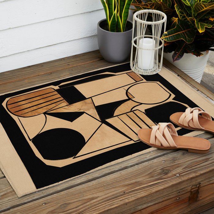 Abstract Line Shapes 9 Outdoor Rug Gallery Image 2