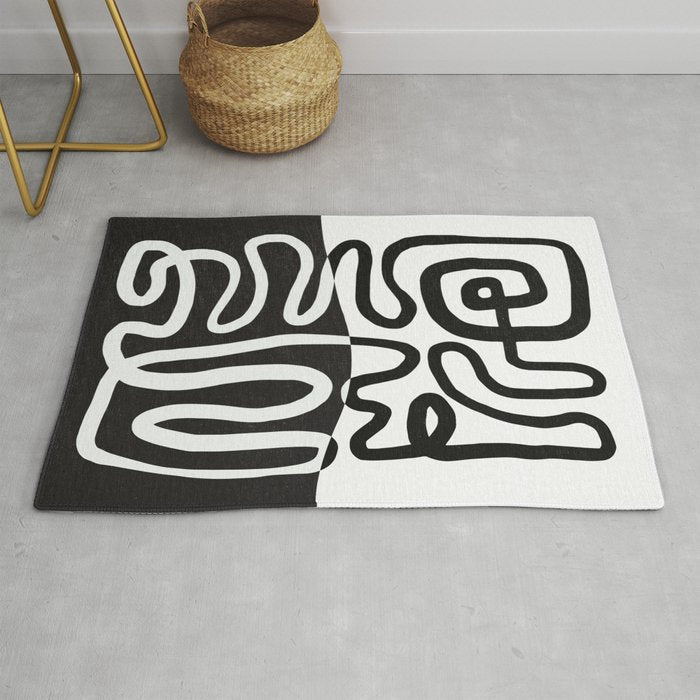 ABSTRACTION 01 | Black and White Abstract Series Rug Gallery Image 1