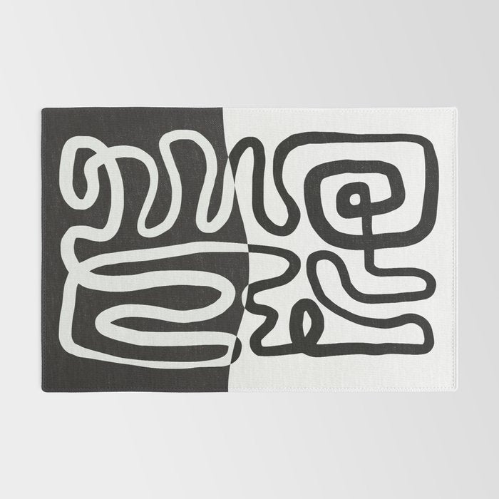 ABSTRACTION 01 | Black and White Abstract Series Rug Gallery Image 2