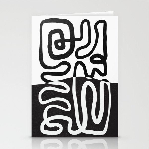 ABSTRACTION 01 | Black and White Abstract Series Stationery Card Gallery Image 1